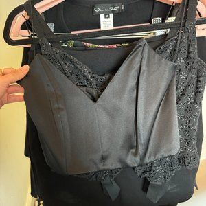 Michelle Mason silk strapless bustier heart crop top, size xs/2